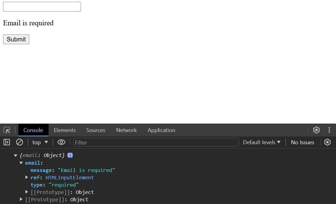 Error Object Screenshot